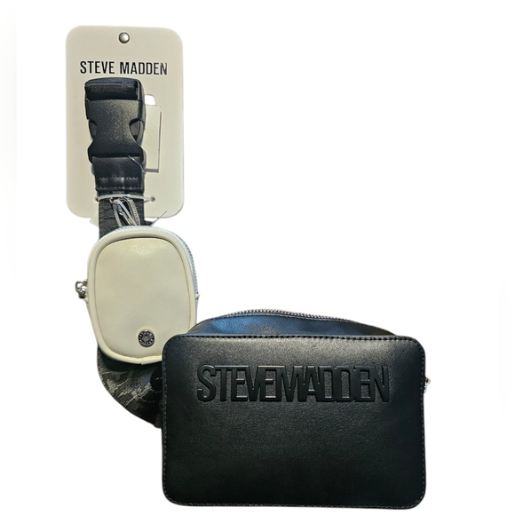 Steve Madden Black Cross Body Bag with WHITE Keys/Airpod Case